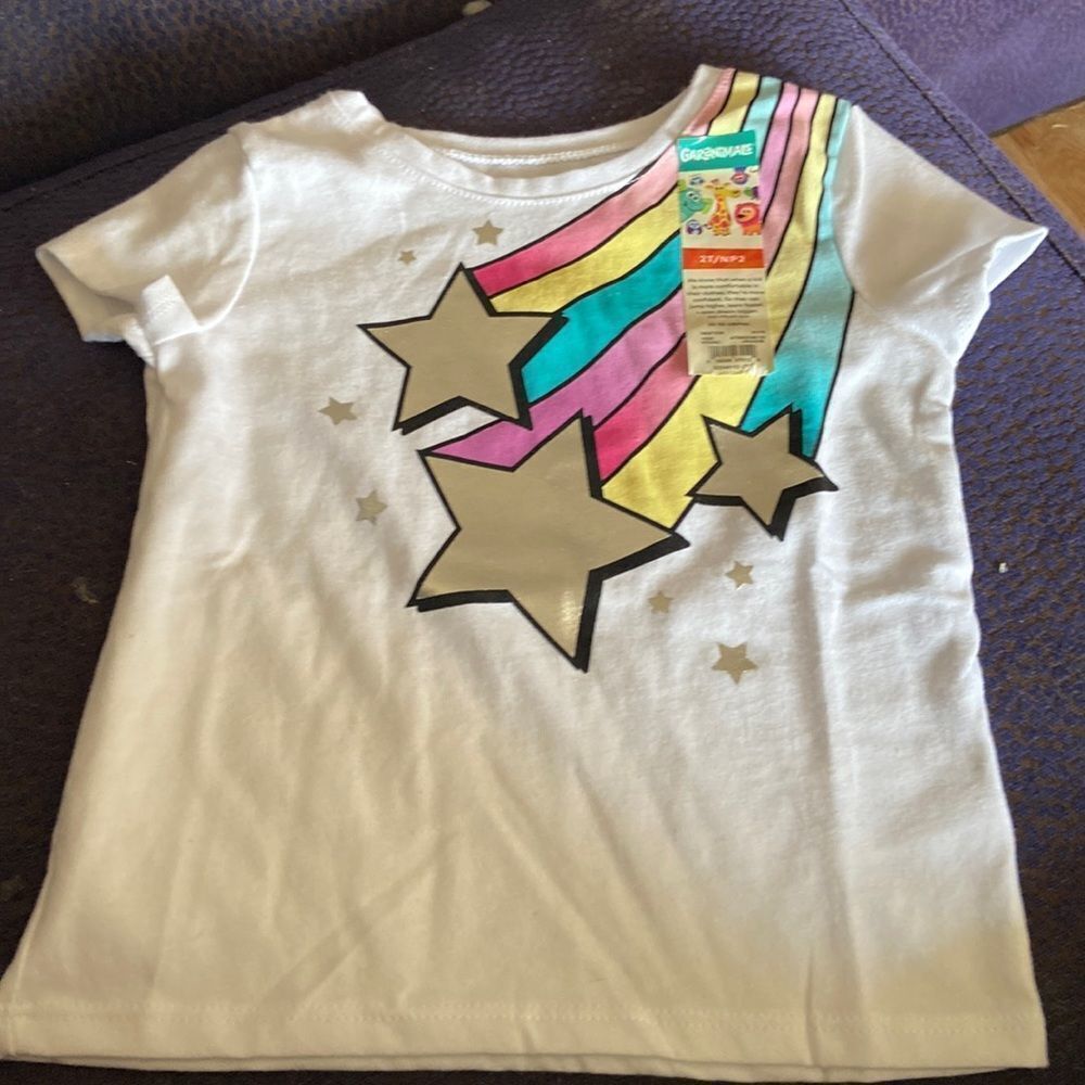 Garanimals Toddler Girls T-Shirt White Rainbow Graphic Cap Sleeve Size 2T